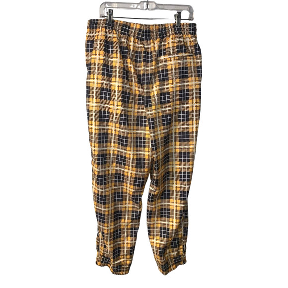 Nike Unisex Yellow Woven Plaid Track Pants Size XL Drawstring Waist Athleisure - Picture 2 of 8